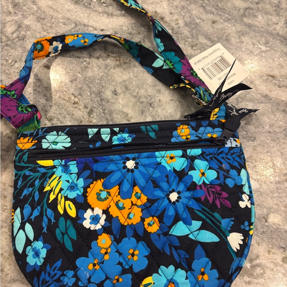 Floral Quilted Crossbody Bag - Blue